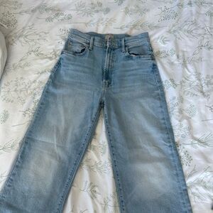 MOTHER Light Blue The Rambler Zip Flood Jeans